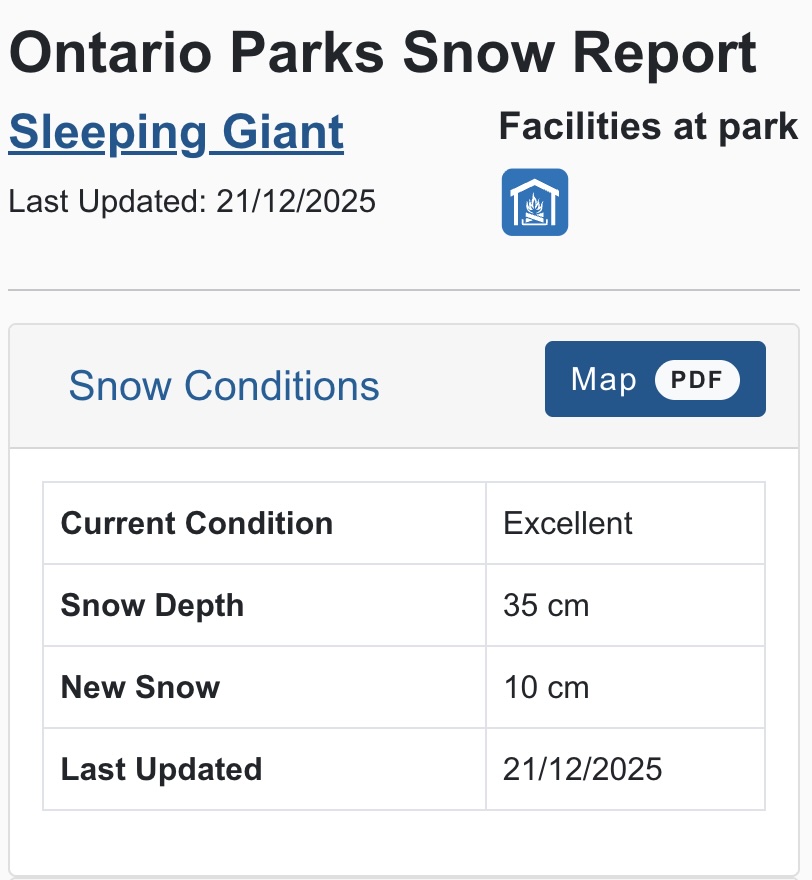 ontario parks snow