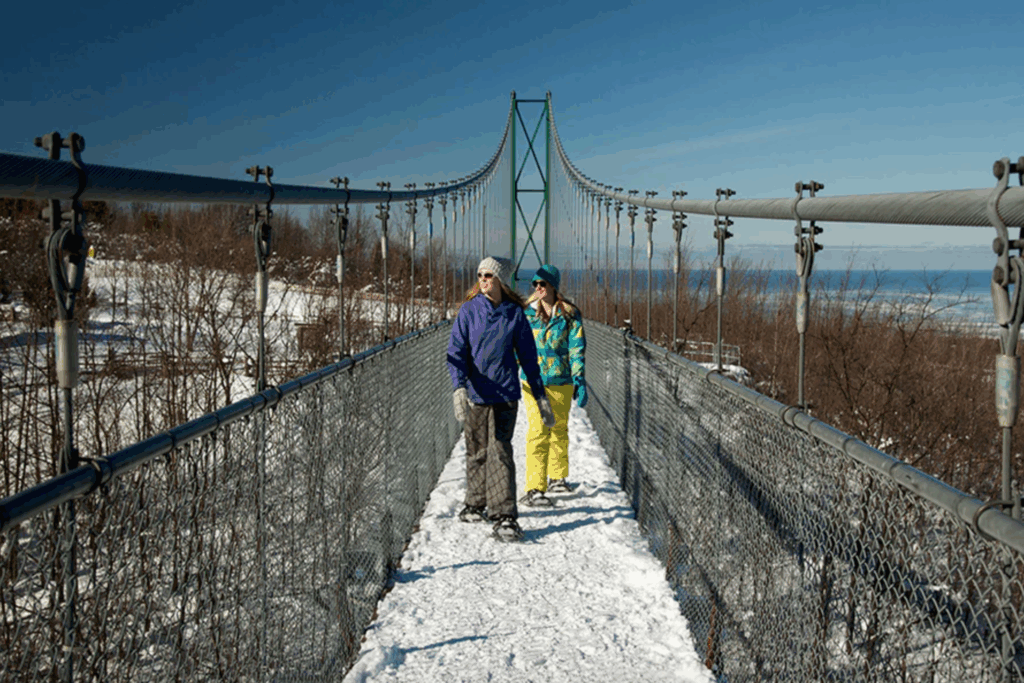 One of Ontario’s longest suspension bridges has insane winter views