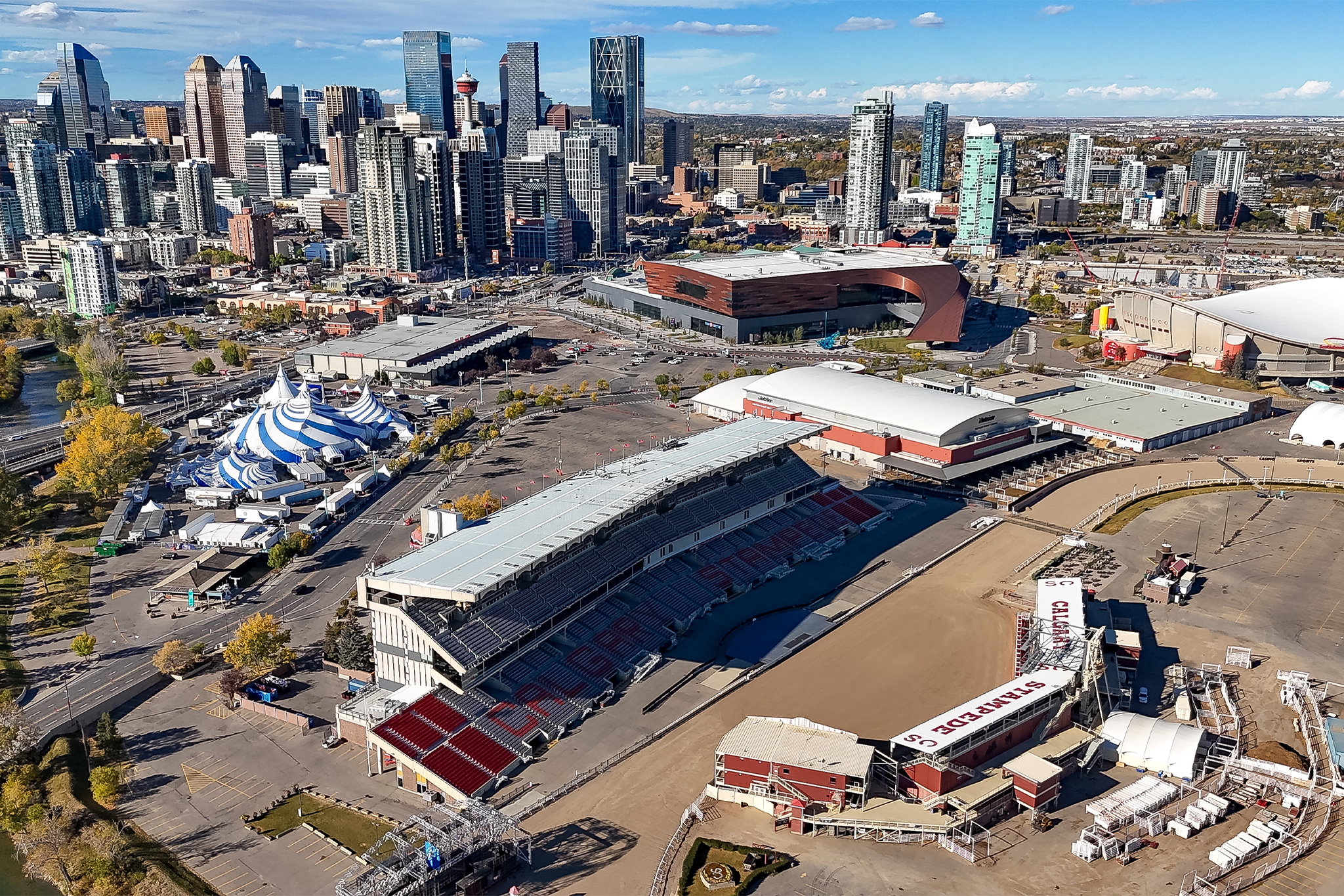 curiocity calgary aerial view stampede park