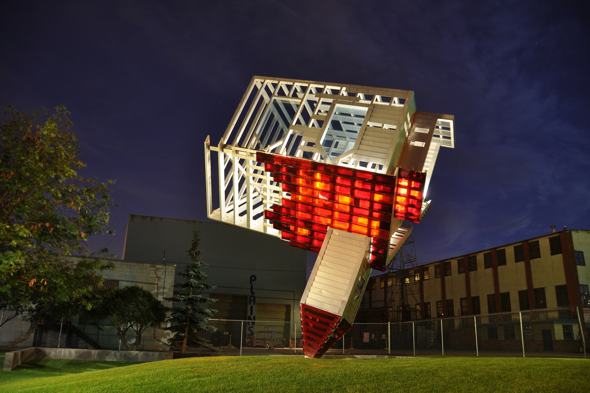 Upside down church art installation in Calgary Alberta