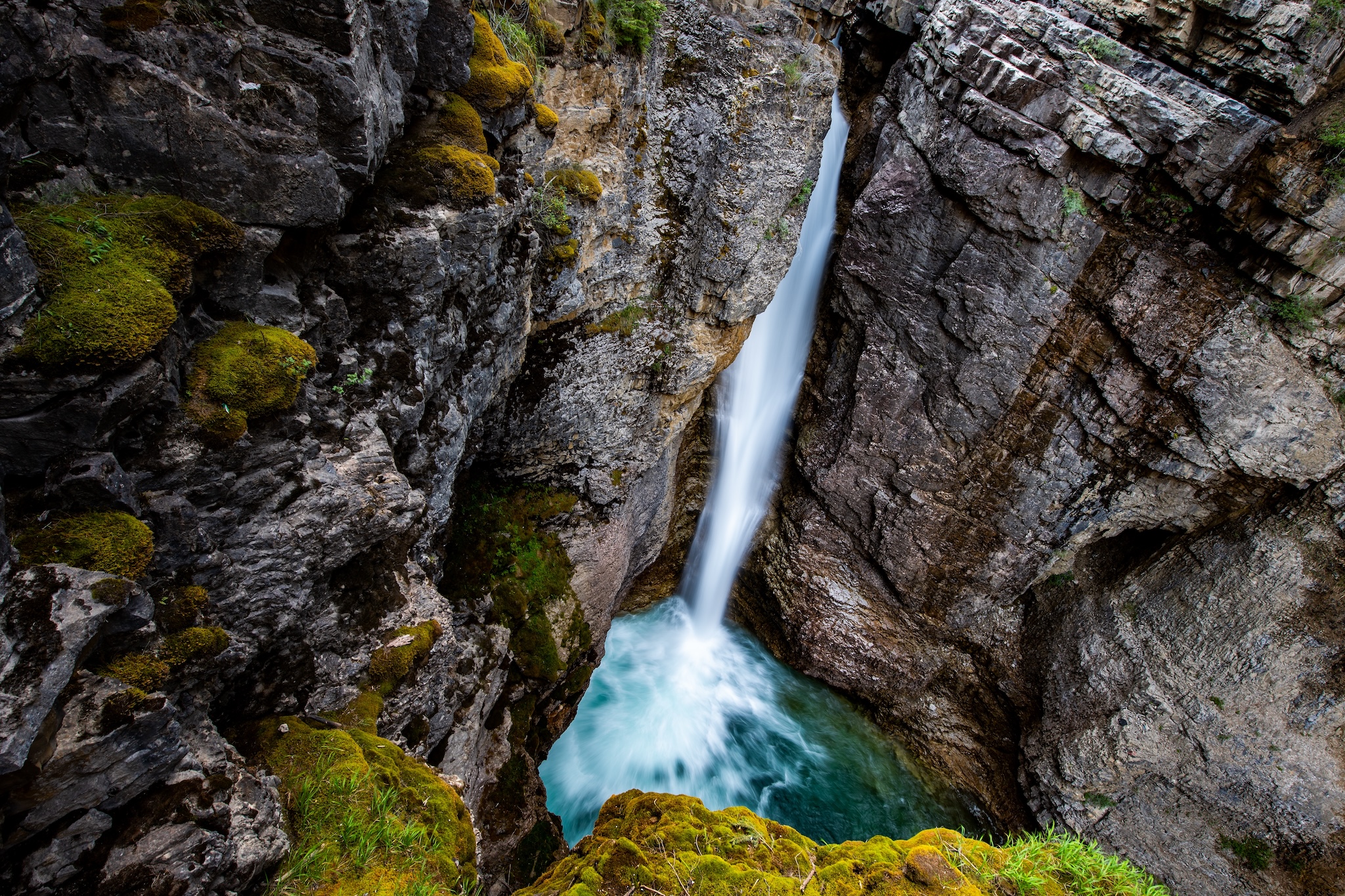 Johnston Canyon waterfall in Banff National Park.