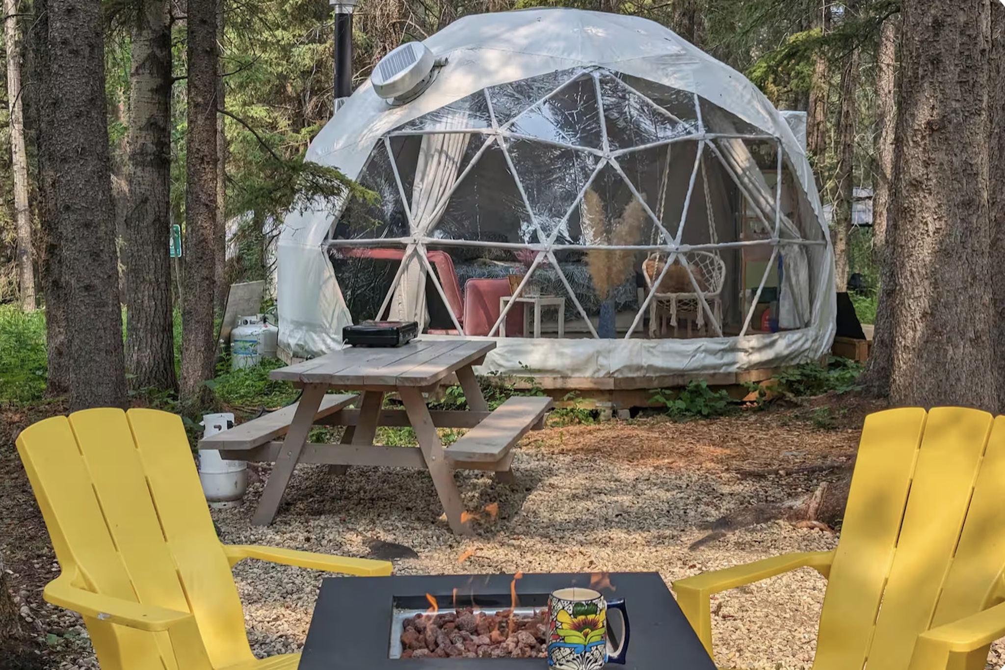 Geodomes on a sunny day at Glamp Good in Wetaskawin, Alta.